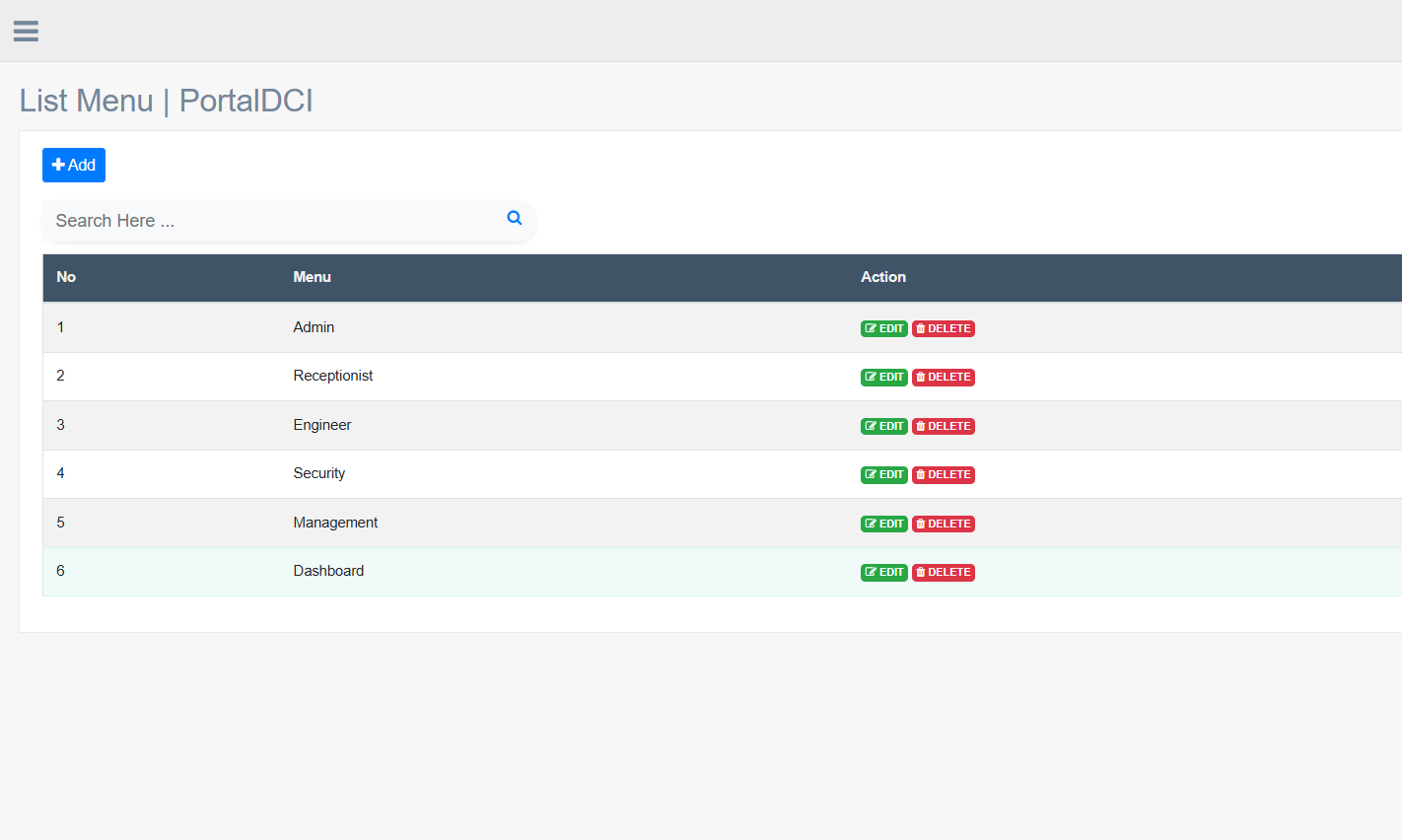 Visitor screen